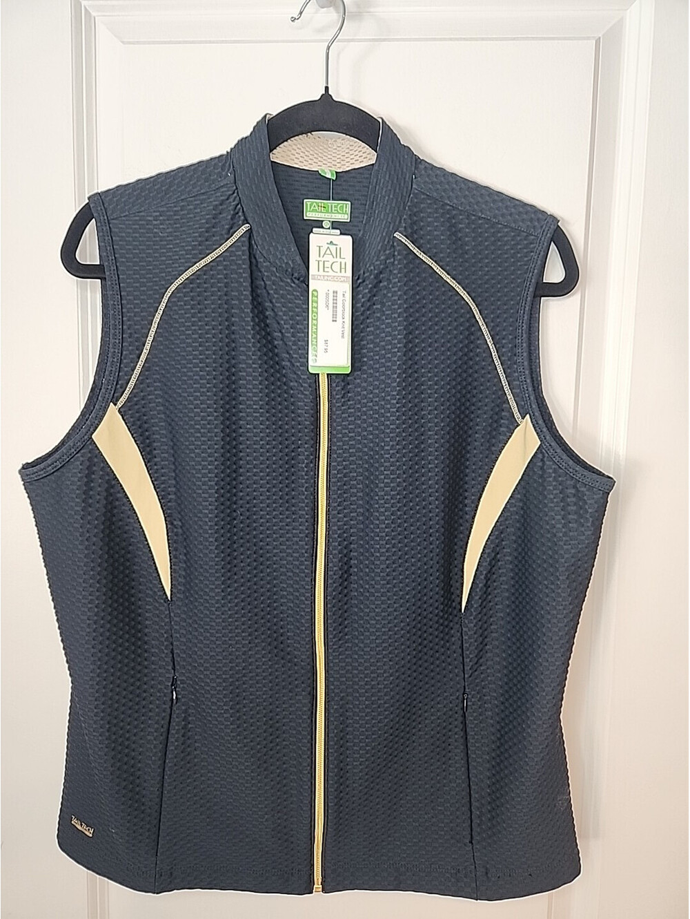Tail Tech Performance Top Textured Golf Vest Navy Gold Women's Colorblock XL NEW - Picture 5 of 8